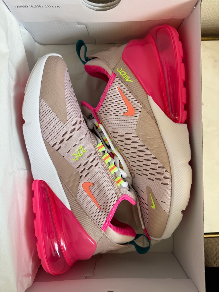Nike Womens Air Max 270 Atomic PinkTan With Neon Accents